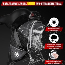 Eyein Bicycle Saddle Bag, Waterproof and Reflective Outdoor Saddle Bags for Bicycle, 1.5 L Lightweight Bicycle Seat Bag with Quick Release for Road MTB Road Bike, 14 x 12.5 x 12 cm