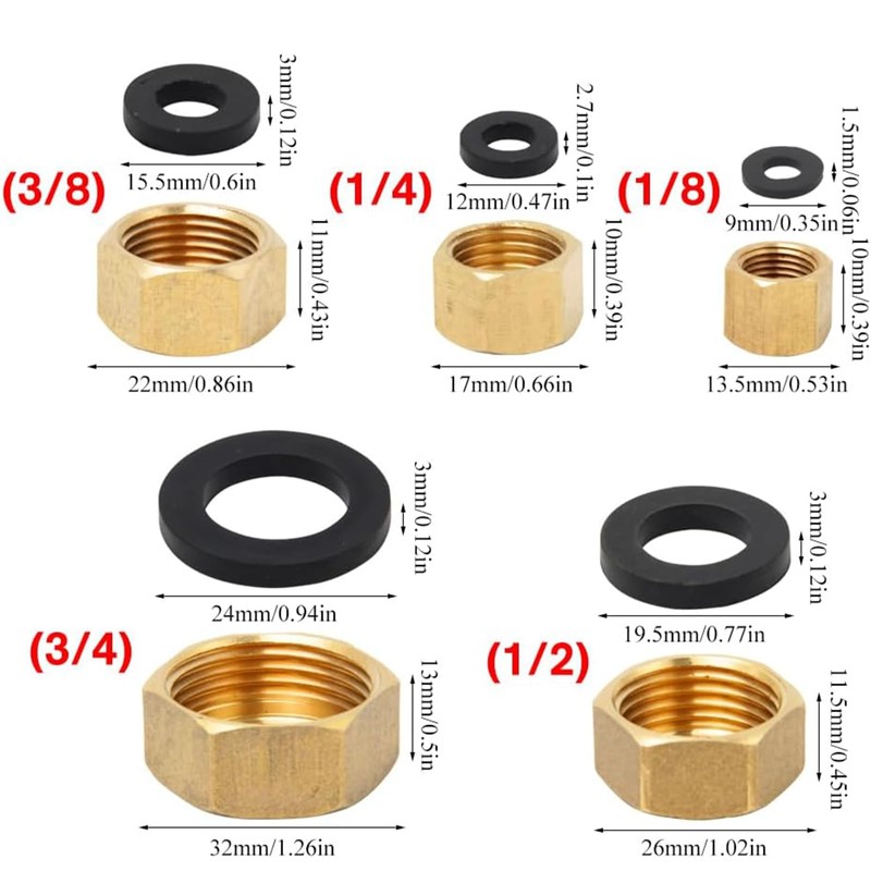 5pcs Brass Blanking Caps 1/8 1/4 3/8 3/4 1/2,Internal Thread