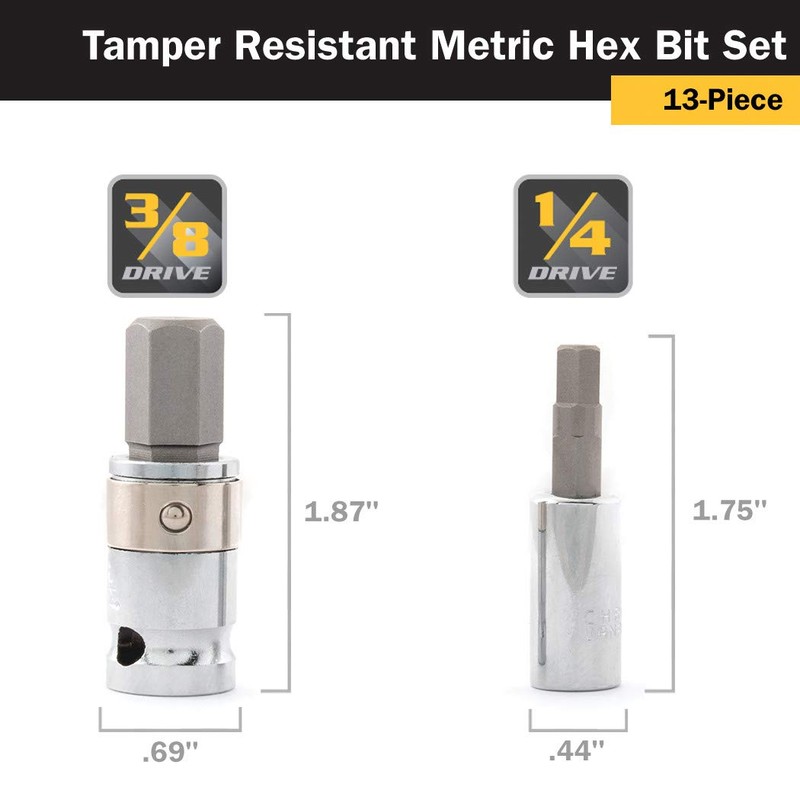 Titan 16136 13-Piece Tamper Resistant Metric Hex Bit Set