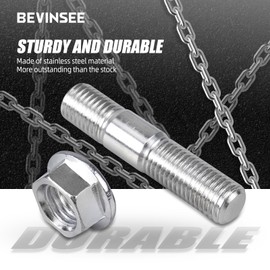 Bevinsee 4pcs Exhaust Manifold Stud Nuts Kit Compatible with Honda Compatible with Toyota Compatible with Nissan, M10-1.25x48mm