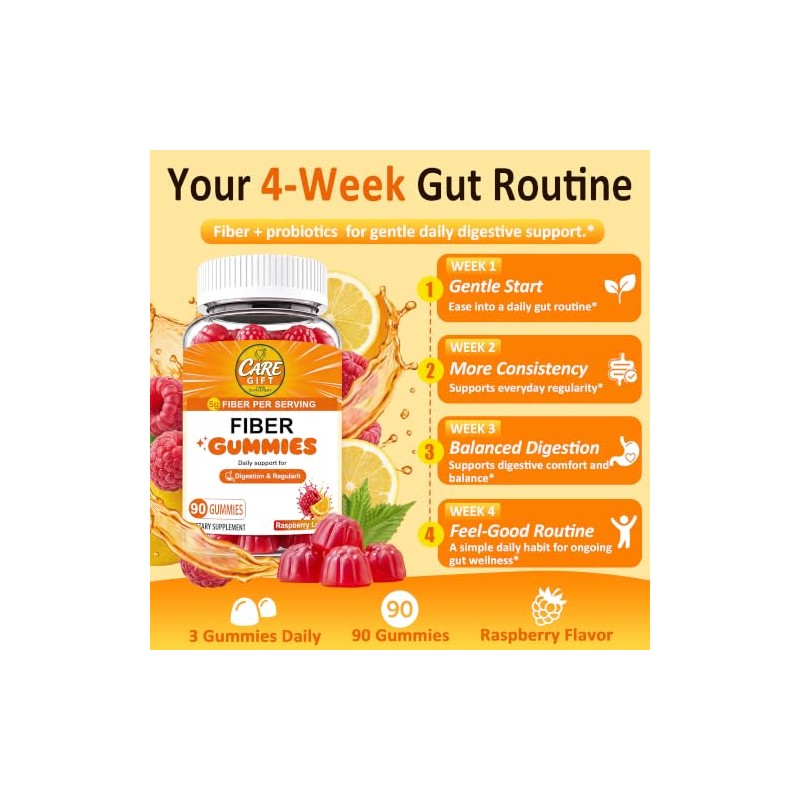 Fibre Gummies, Sugar-Free Fibre Supplements with Sodium for Gut Health