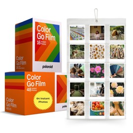 Instant Camera Colour Print Film Bundle with Polaroid Go Film x64 Shots and Clikoze Wall Photo Album
