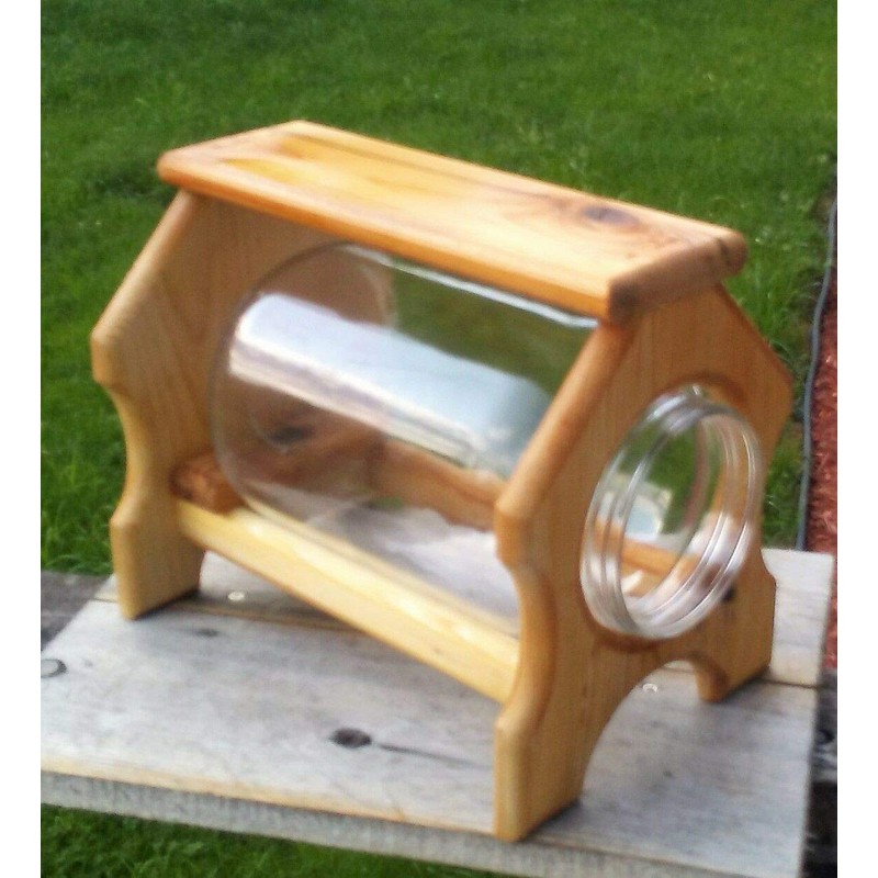 Table Top or Ground Gallon Glass Jar Squirrel Feeder Cedar