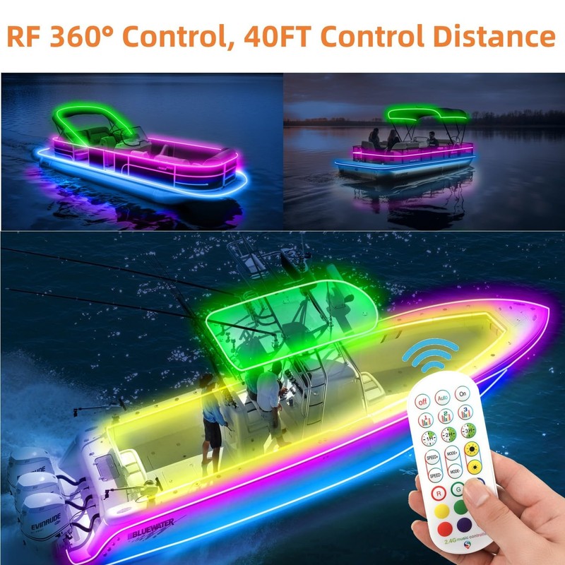 ROLiGHTiC Marine Submersible Boat LED Strip Lights, 50FT IP68 Waterproof