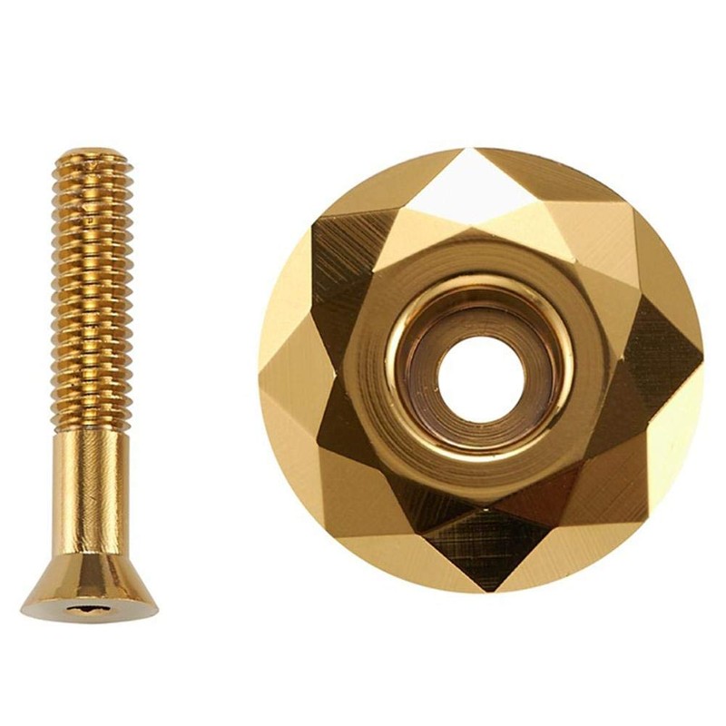 LTronics Bike Bicycle Diamond Headset Cap with Bolt - Golden