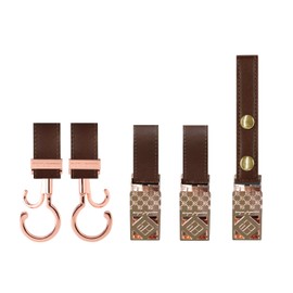 e.x.p.japon Dress Up Set PKG-Faux Leather Brown 360 Degree Rotating Baggy Hook, Double Hook, Shoe Clip, Blanket Clip Set of 3 e-dup25