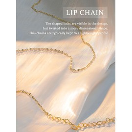 Gold Chain Necklace for Women Trendy - 925 Sterling Silver Clasp Dainty Choker Necklace 14K Gold Plated Thin Simple Lip Chain Necklace Non Tarnish Waterproof Minimalist Gold Jewelry for Women 14 inch