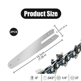 2 PCS 6 inch Chainsaw Guidebar Professional Chainsaw Replacement Parts Mini Chain Saw Guidebar Replacement for Portable Handheld Chainsaw(1/4 043 37DL)