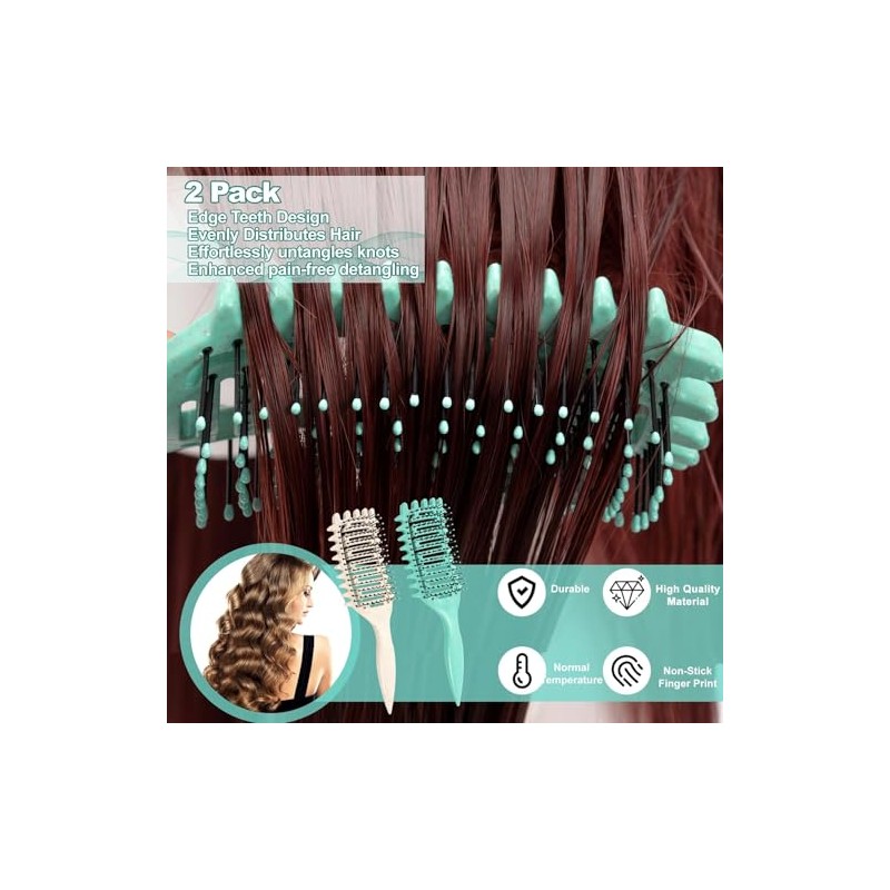 Cepillo Para Cabello Rizado 2 Piezas, Peine Desenredante Antitirones, Cepillo