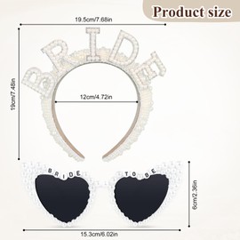 Bride to Be Sunglasses with Pearl Bride Headband,Hen Do Party Accessories,Women's Bridals Pearl Headband, Bridal Shower Headdress Costume,Wedding Gift for Bridals,Adult Women Ladies Bachelorette Party