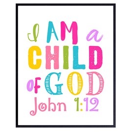 I Am A Child Of God Girls Room Decor - Religious Christian Wall Art - Little Girls Bedroom Decor - Toddler Girls Bedroom - Baby Girl Room - Girls Nursery Decor - Bible Verses Scripture Wall Decor
