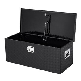 36 Inch Heavy Duty Aluminum Diamond Plate Tool Box Pick Up Truck Bed RV Trailer Toolbox Waterproof Square Storage Organizer with Side Handle, Lock and Keys -36"x 15"x 14", Black