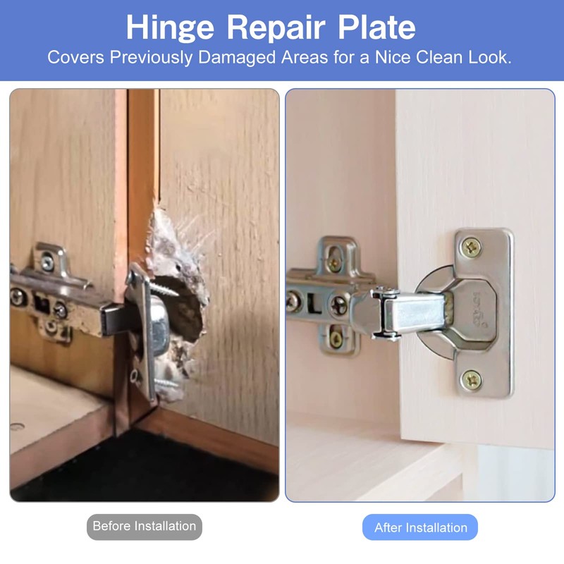 Cabinet Hinge Repair Plate, 8 PCS Stainless Steel Hinge Repair