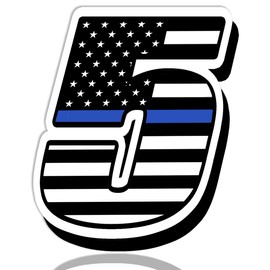 Number № 5 Sticker Decal Racing Race Rally Motorcycle Motorbike Sport Bike Motocross Helmet Door Window American USA Thin Blue Line Flag N 265