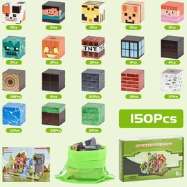 BOPEUY Magnetische Bausteine 150 Stück, Baue Mine Magnet Welt Dorf-Serie, Magnet Blöcke Spielzeug für Jungen und Mädchen ab 3 Jahren, Kreative Kinderspiele Kinderspielzeug