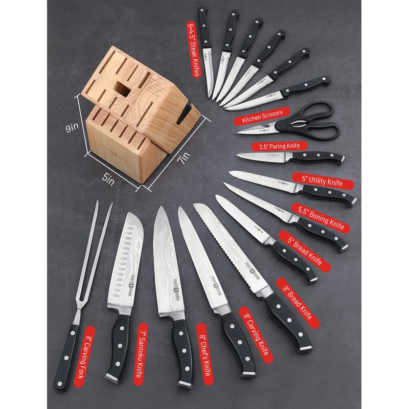 PARIS RHÔNE Kitchen Knife Set, 16-Piece High-Carbon Stainless Steel Knife