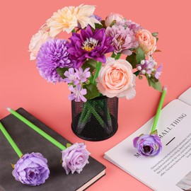 Leery 15 Pcs Flower Pens,Valentine's Day Rose Ballpoint Pens for Women, Floral Gel Ink Pens for Mother's Day, Birthday, Wedding, Gift for Girlfriend, Wife, Office Supplies (Purple)