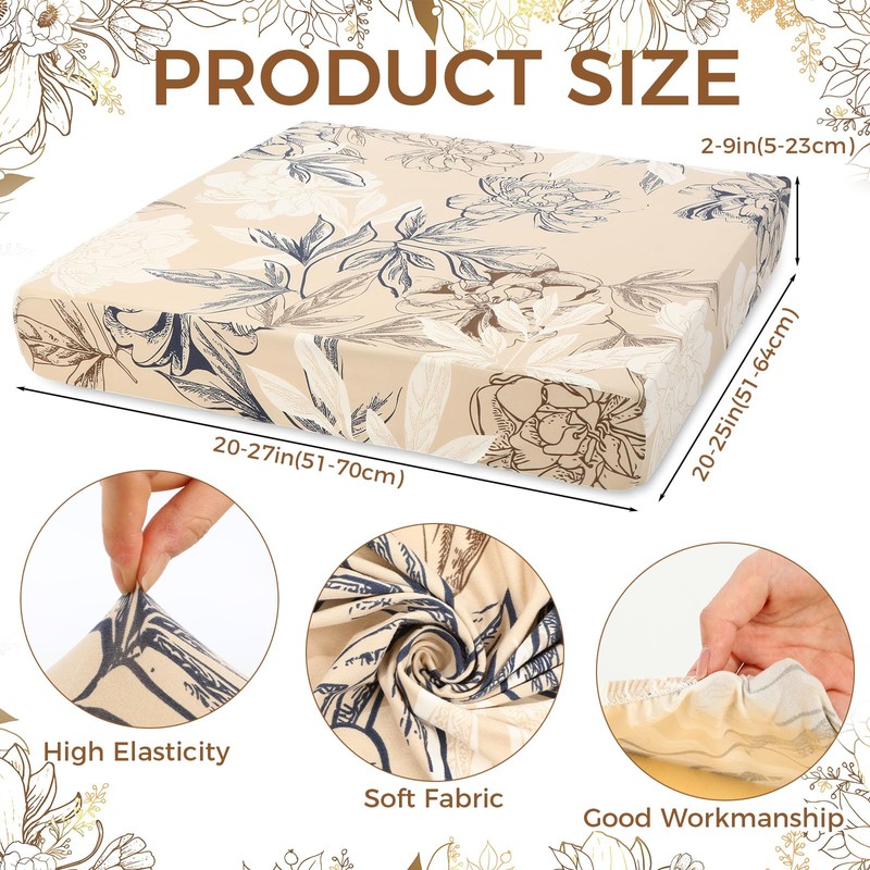 Tegeme 8 Pcs Stretch Printed Sofa Cushion Covers Outdoor Floral