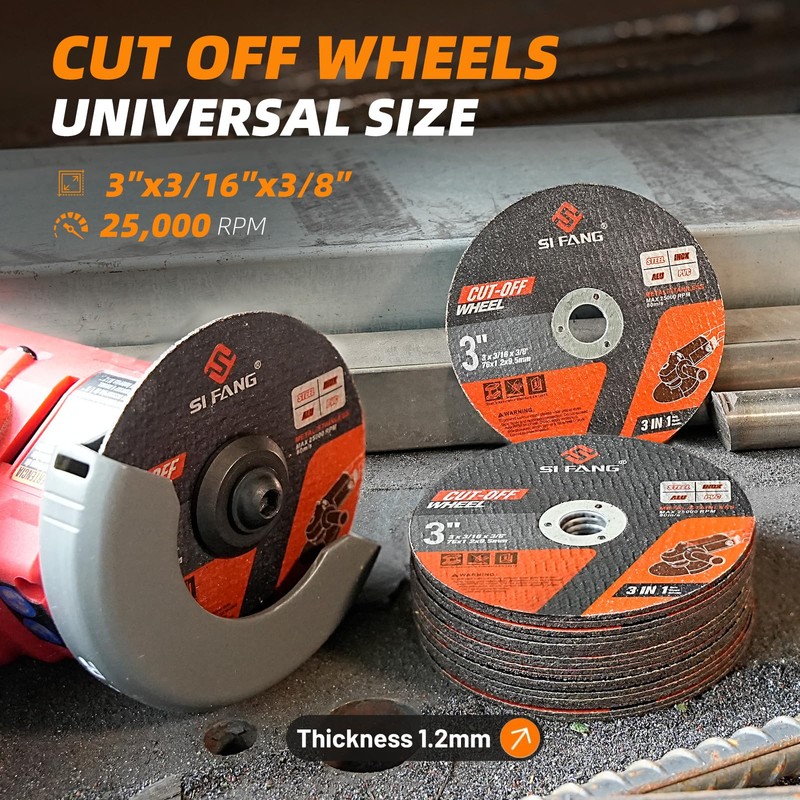 50 Pack 3 inch Cut Off Wheels 3/8'' Arbor Cutting