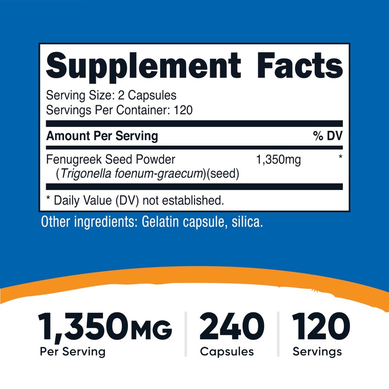 Nutricost Fenugreek Seed 1350mg, 240 Capsules - Gluten Free, Non-GMO,