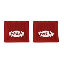 Peterbilt Trucks 16" x 14" OEM MF0003P-FG Ribbed Front Fender Red & White Mud Flaps-Set of 2