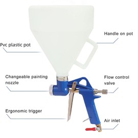 Drywall Wall Painting Sprayer Air Hopper Spray Gun 1.5 Gallon with 4.0mm/6.0mm/8.0mm Nozzle Paint Texture for Stucco Mud Popcorn Ceiling Removal Tool Blue