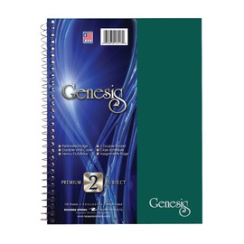 Roaring Spring Genesis College Ruled 2 Subject Spiral Notebook with Double Pocket, 9.5" x 6.5" 100 Sheets, Assorted Colors