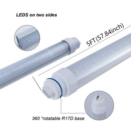 6 pack T10 5FT 30W Led Tube Light shop light Double Sided 360° Rotatable R17D Base Ballast Bypass 5 Foot Advertisement Sign Lighting 6000k Cool White Striped Cover 100-277V(5ft 30w, 6 pack)