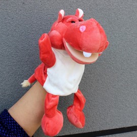 LOMTRATS Animal Hand Puppets for Kids, Toddlers, Includes Wolf, Tiger, Lion, Monkey with Legs, Perfect for Storytelling, Teaching, Preschool, Birthday Gift (Moving Open Mouths)