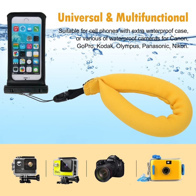 AngleKai 4 Pack Waterproof Camera Floats, Floating Camera Strap, Portable