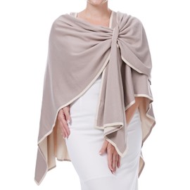 DiaryLook Cashmere Feeling Knitted Poncho Women's Elegant, Lightweight Wrap Scarf Cardigan for Autumn, Winter Gift for Women, Long Cape Women's Poncho for Women, Oatmeal & Cream