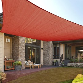 LOVE STORY 16' x 20' Sun Shade Sail Rectangle Large Shade Sails Sunshade Canopy for Outdoor Patio Garden, Terra Red