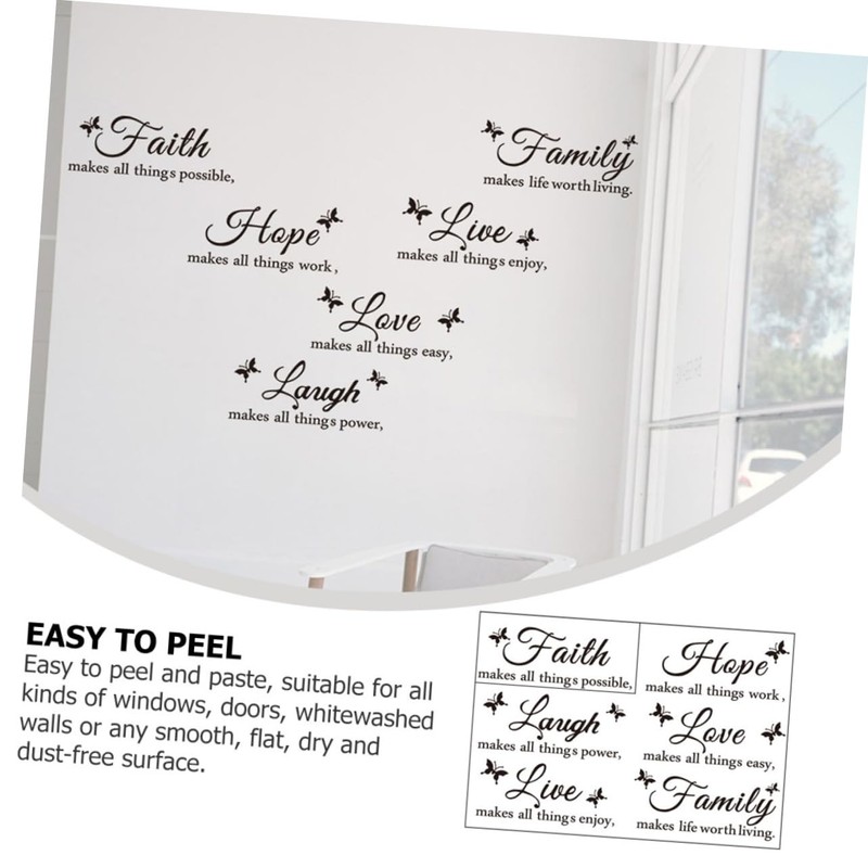 TEHAUX Easy Peel Paste PVC Wall Sticker Inspiring Sentences Alphabet