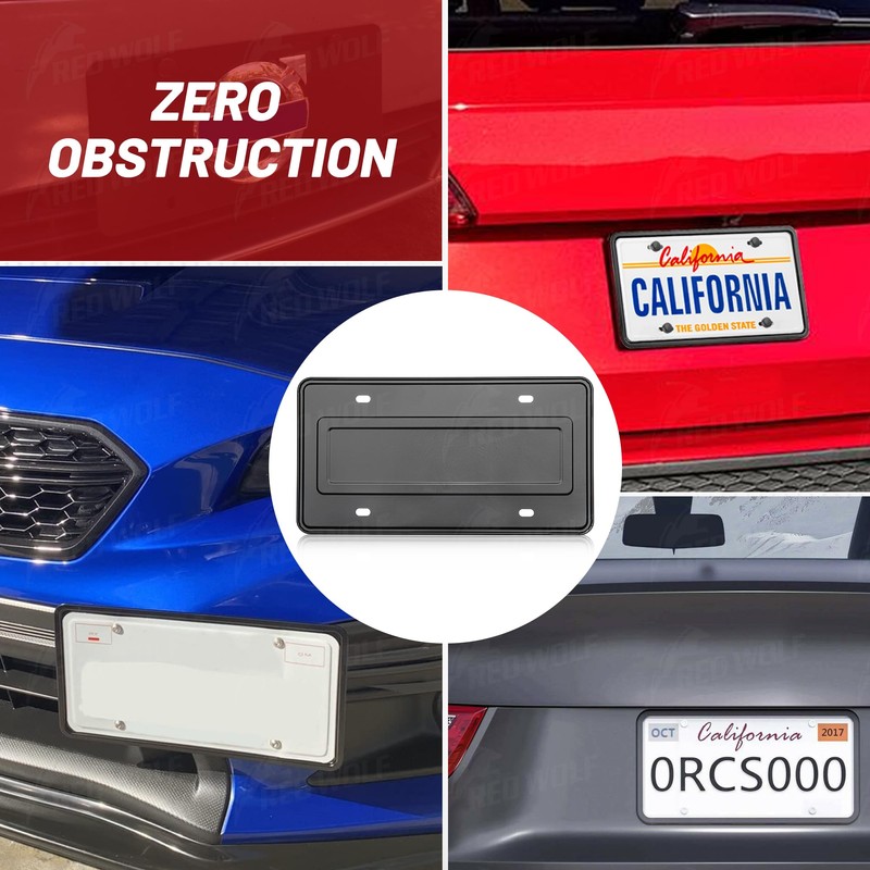 RED WOLF Stainless Steel License Plate Frame Holder Frame Backing