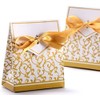 100pcs Wedding Favour Candy Boxes Gift Boxes,Golden Pattern Square,Silver Pattern