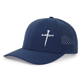 TGQLKPD 3 Nails Cross Hats for Men,Christian Faith-Based Baseball Cap with Three Nail Cross Design,Nylon Mesh Navy Blue