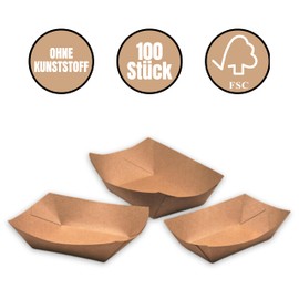 ONISM Snack Bowl, Paper Bowl, Chip Bowl, Burger Paper, Salad Bowl, Hotdog, Brown, Organic, 400 ml, Kraft Paper, Disposable, Recycled Paper, Ship, Pack of 50