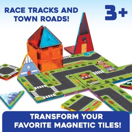 MindWare Flip Formers: Roads - Transform Your Existing Magnetic Building Tiles with These Foil Tile Toppers