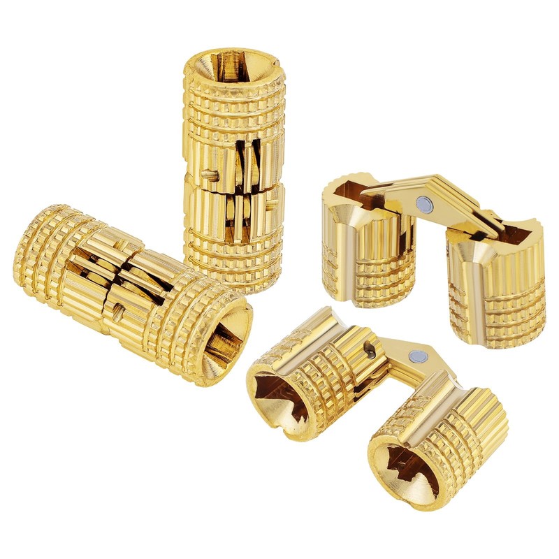 HOJLKLD 6Pcs 8 mm Hidden Brass Barrel Hinges, 180 Degree