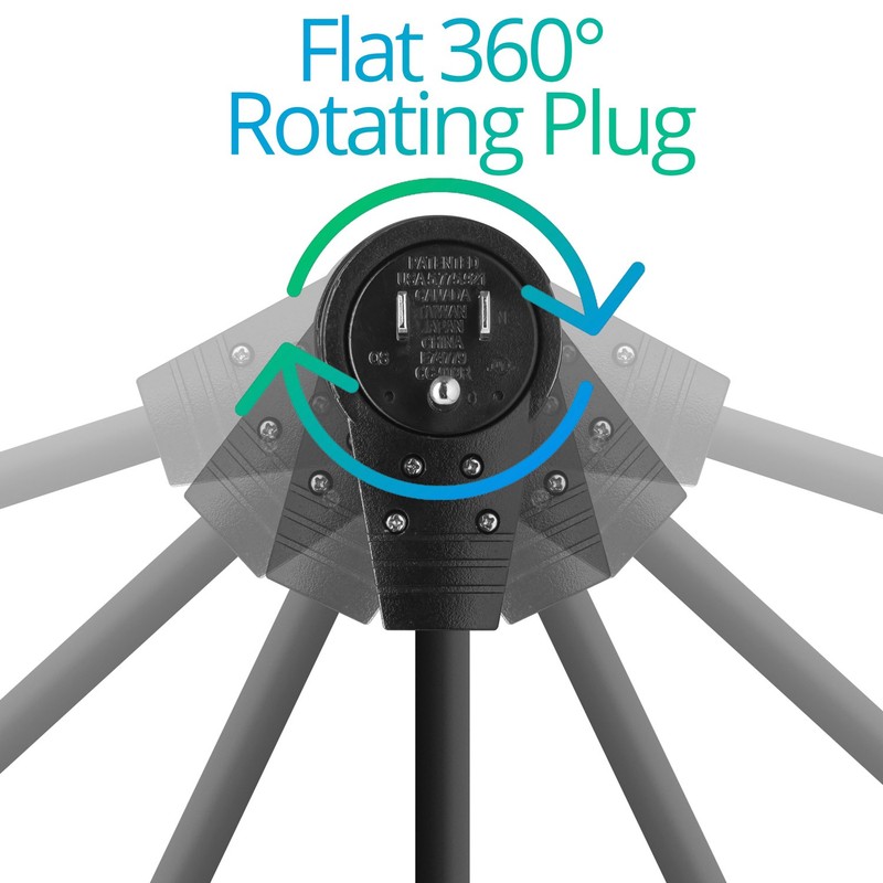 Maximm Monitor Computer Power Cord 3 Ft Flat Plug 360°