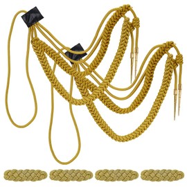 WEBEEDY Goldene Aiguillette Schulterkordel Und Geflochtene Schulterklappen Traditionelles Geflochtenes Militärisches Schulterabzeichen Mit 2 Kegelanhängern Militärische Uniformzubehör