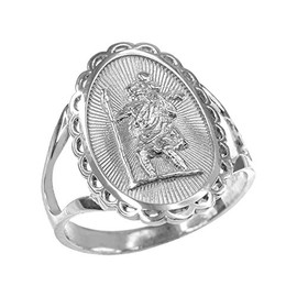 Women's 925 Sterling Silver Saint Christopher Catholic Protection Ring (Size 7)