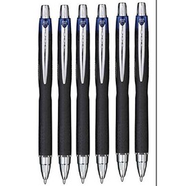Uni Ball Blue Jetstream Retractable Broad Rollerball Pen 1mm Nib Tip & 0.45mm Line Width Waterproof Lightproof Fast Drying Pigment Ink For Fast Writing SXN-210 (Pack Of 6)