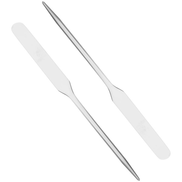 BIUDECO 2pcs Stainless Steel Makeup Spatula Long Handle Cosmetic Mixing