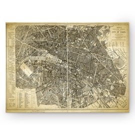 WEXFORD HOME Paris Map Blue Gallery Wrapped Canvas Wall Art, 36x48