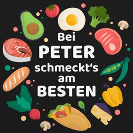 Geschenk mit Namen personalisiert by Shirtracer - Apron - Cooking Apron - "Bei Name schmeckts am besten - FleischFisch Geschenkidee Hobbykochche Koch" (German Language), 7 Black