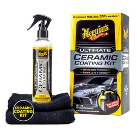 Meguiar's Ultimate Ceramic Coating Kit - Premium Kit for Cars Delivers Ultra-Durable Ceramic Protection with High Water Beading Action, Increased Gloss and Slickness, and Premium Microfiber Towels