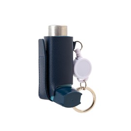 LJHYSD Asthma Inhaler Holder – Lightweight PU Leather Inhaler Case Keychain, Durable & Portable Asthma Keychain Holder for Adults & Kids (Inhaler Not Included) (Blue)