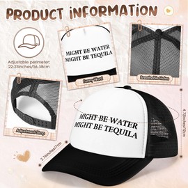 JaGely Trucker Hat for Women Trucker Hat Joke Baseball Cap Classic Adjustable Cap for Women Men Gifts(Might Be Water Might Be Tequila,Black)