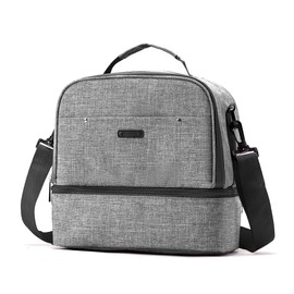 Bolsa para sacaleches, compartimento enfriador para sacaleches, bolsa enfriadora y a prueba de humedad, doble capa para madre y leche materna, bolsa de almuerzo para trabajar al aire última intervensión (gris oscuro)